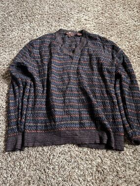 Men's Crewneck Sweate with Multicolor Stripes